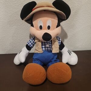 DISNEY PARKS Plush Fisherman MICKEY MOUSE Stuffed Animal Toy Plaid Shirt